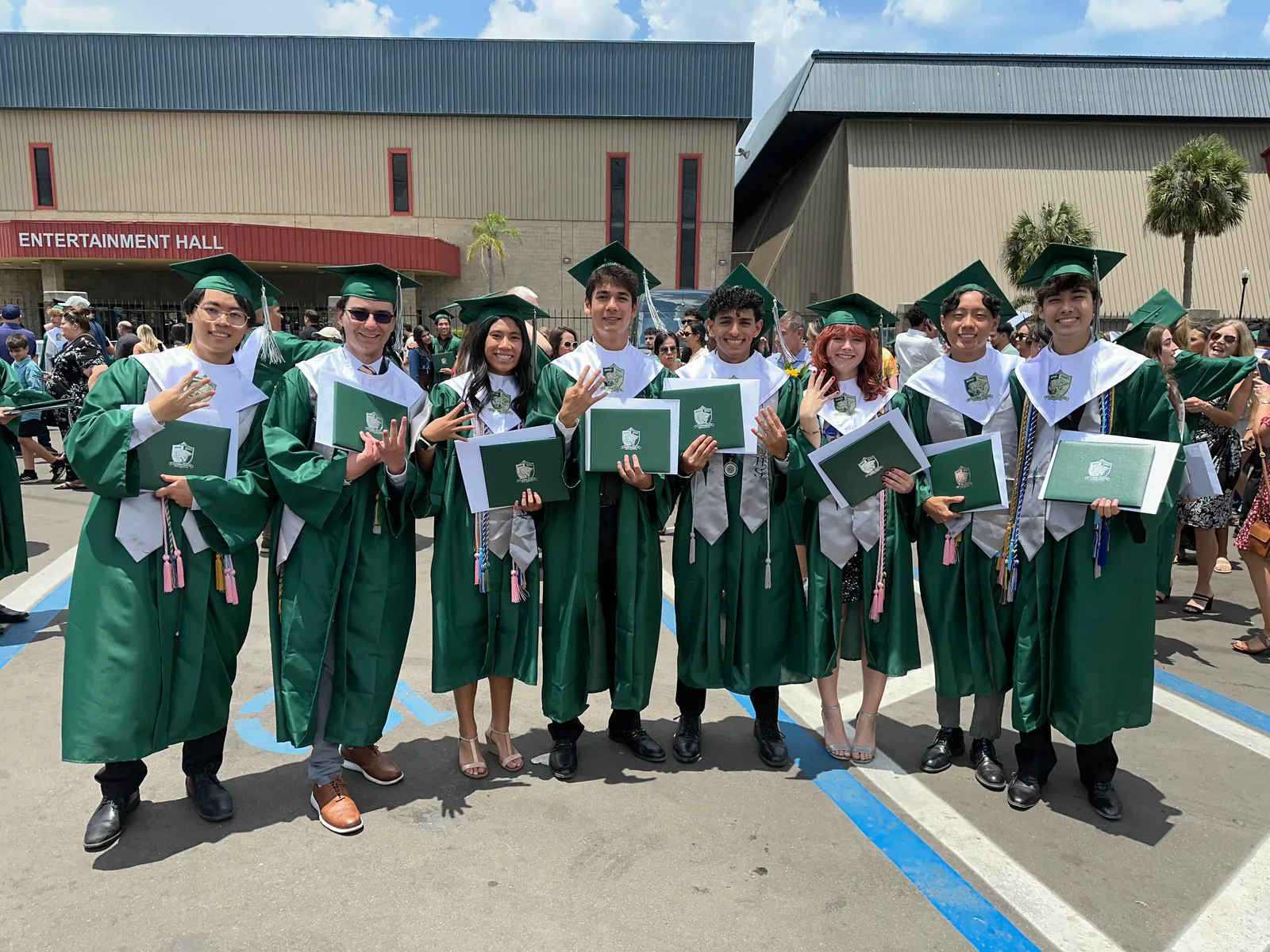 jaime celebrating graduation with friends